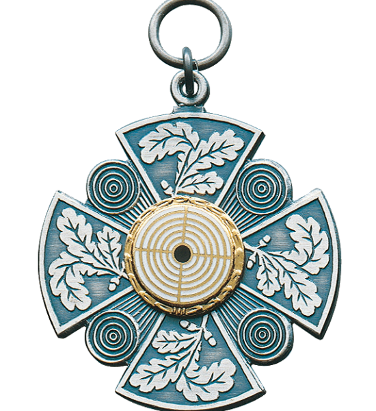 21072-31 Orden mit Auflage, Messing, altsilber, mit Öse und Ring,