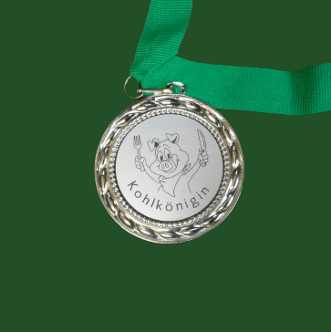Kohlorden Medaille am Band Kohlorden Medaille Goldfarbig 70 mm Band Grün -Kohlkönig- -Kohlkönigin- -Kohlorden-