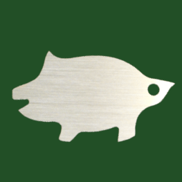 Kohlorden-Anhänger in Schweinchen-Form mit 1 Bohrungen Messing geschliffen und Lackiert. 47 mm x 26 mm